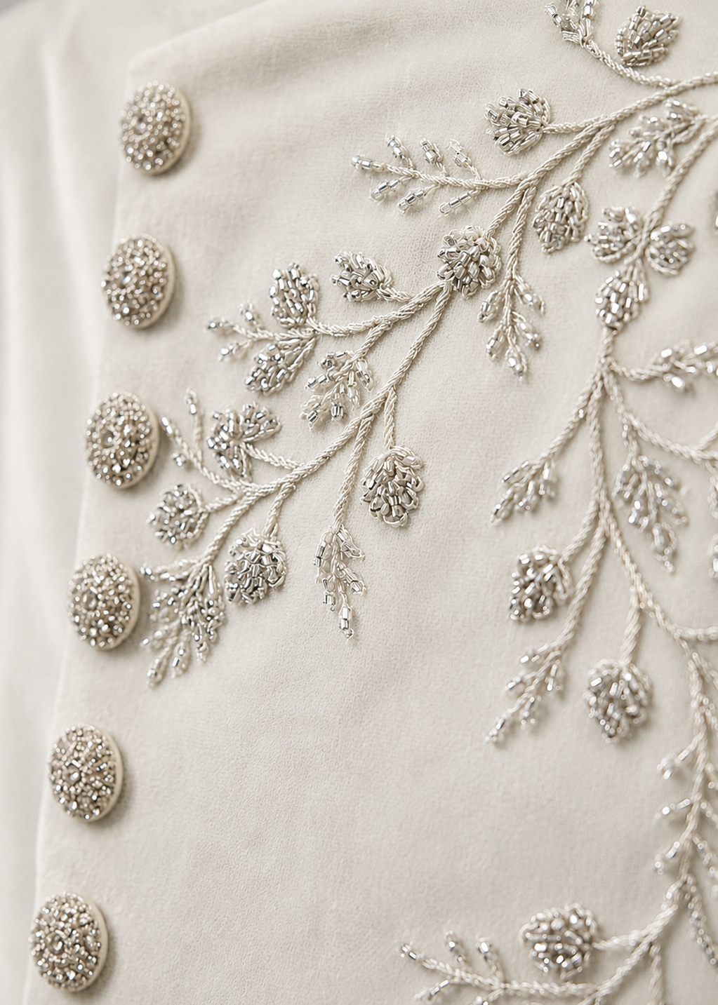 White Embellished Velvet Bandhgala