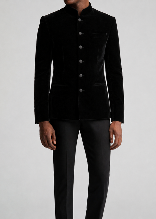 Black velvet suit jacket and pants