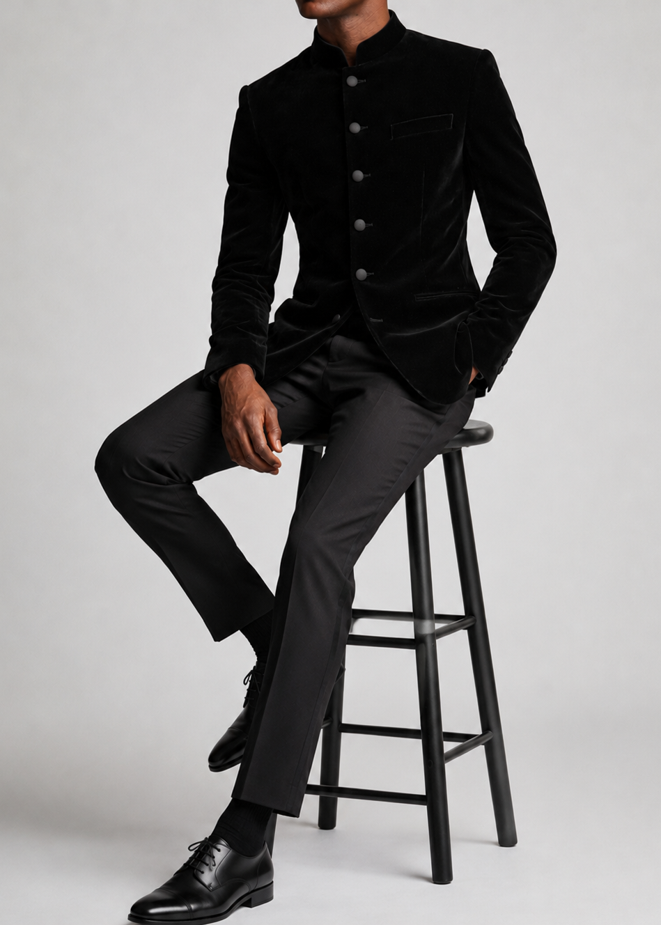 Black Velvet Bandhgala Suit