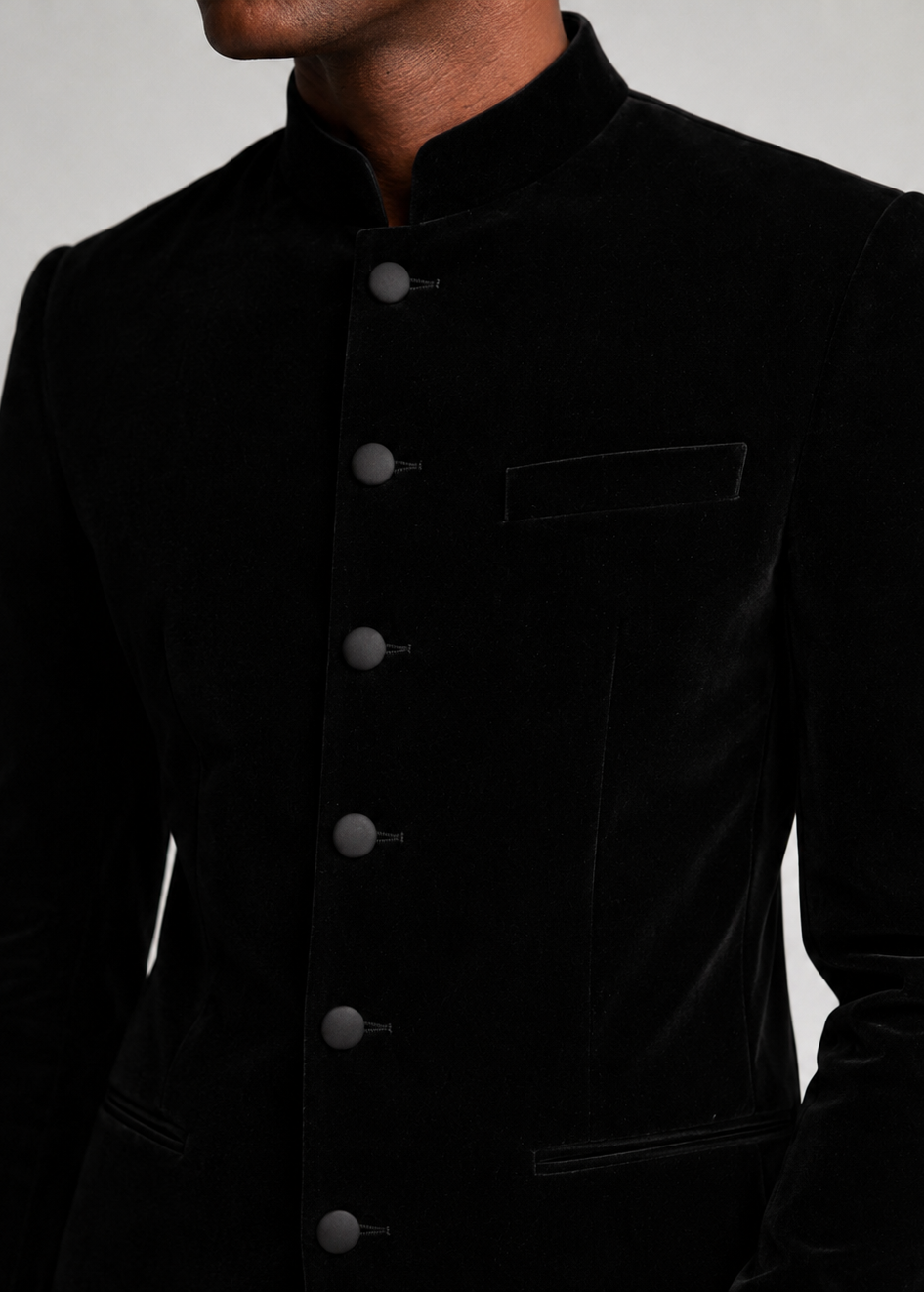 Black Velvet Bandhgala Suit