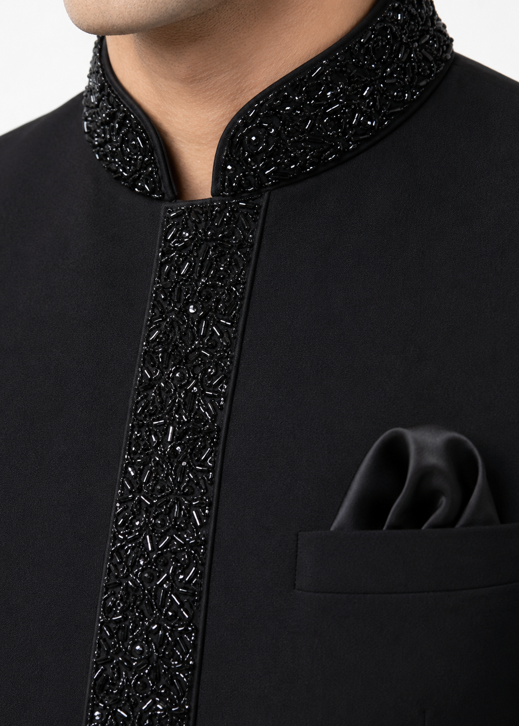 Midnight Black Cutdana Embellished Bandhgala