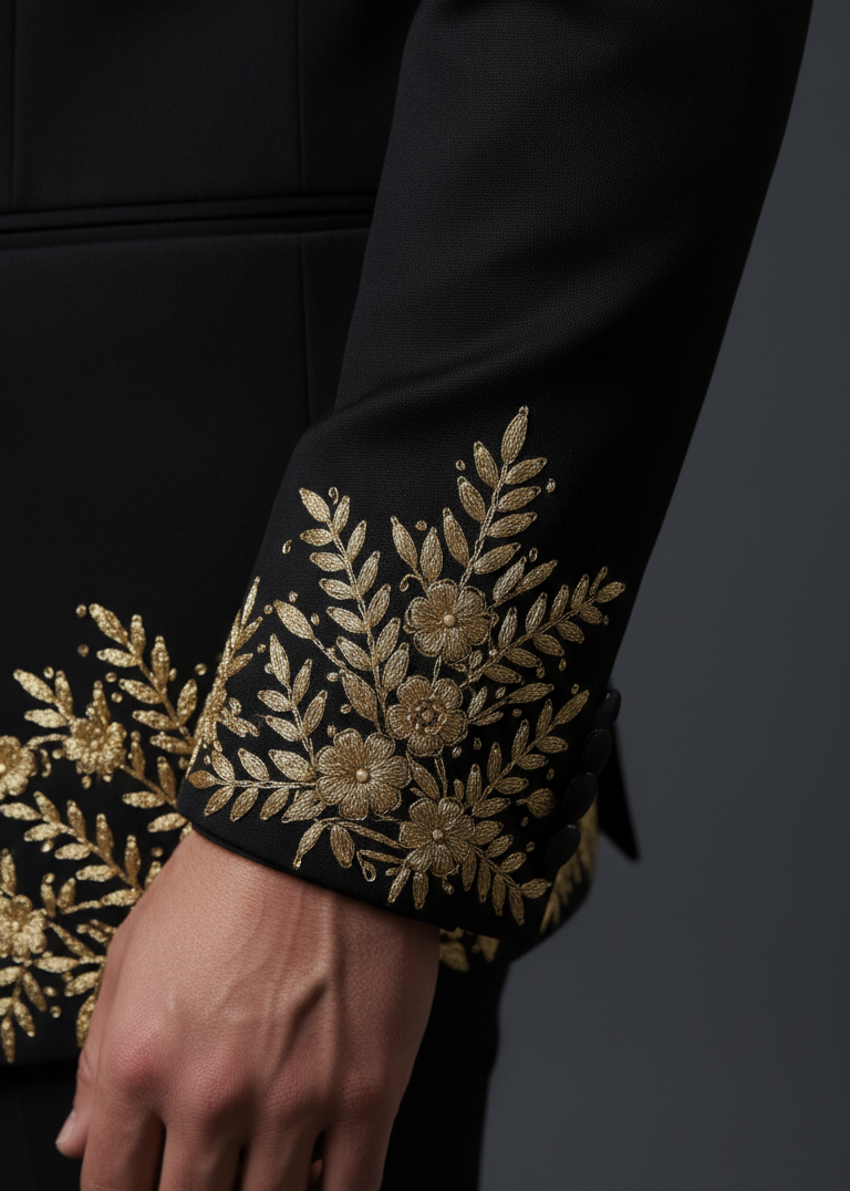Zardozi Gold Emroidered Black Tuxedo
