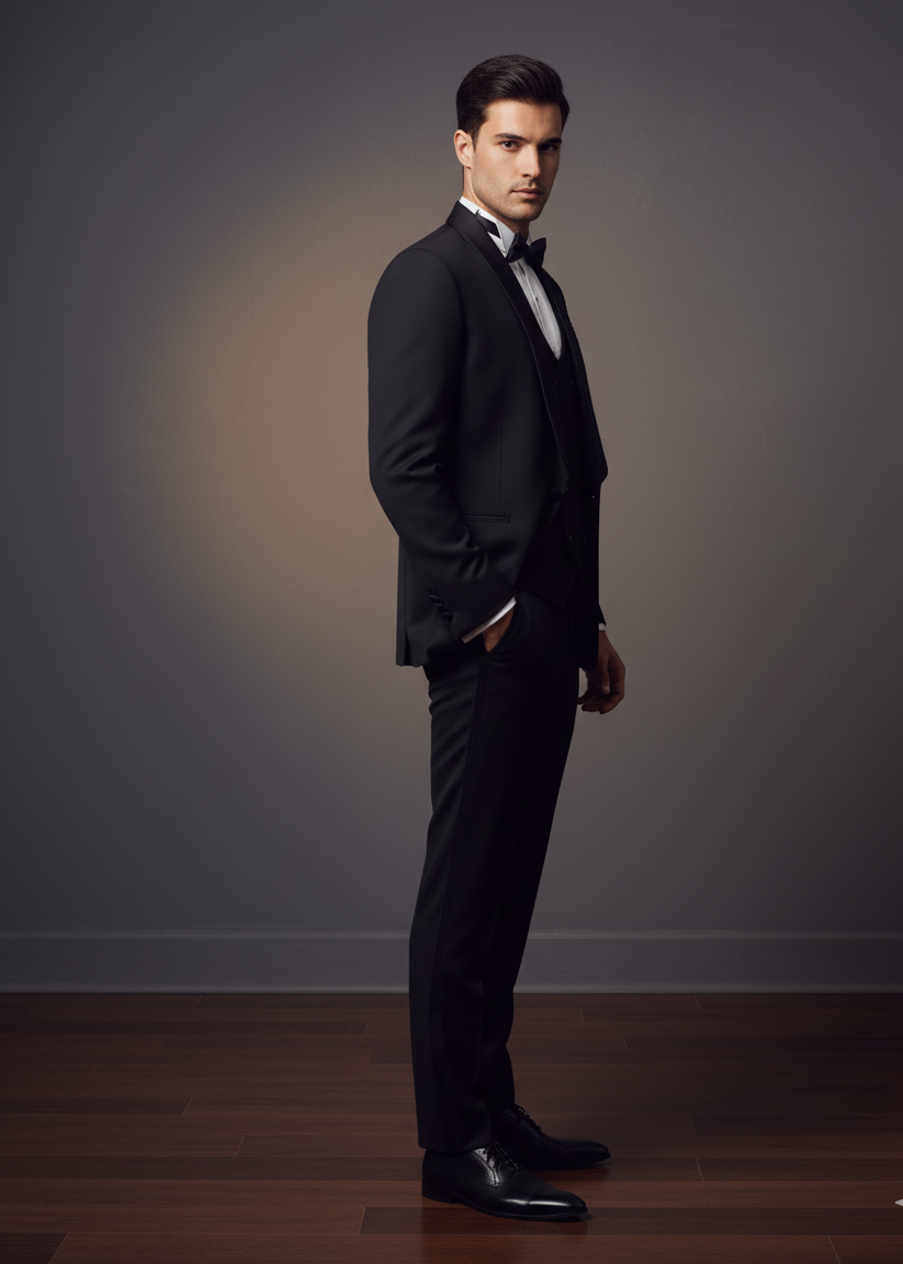 Slim Fit Black Cutdana Tuxedo